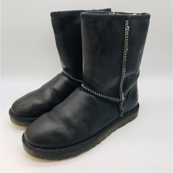 UGG Australia Oil Washed Sherpa Lined Leather Boots Women's 10 Waterproof Winter - Picture 3 of 13